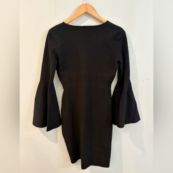 MILLY Bell Long Sleeve Black Knit Mini Dress Size Medium - Picture 7 of 7
